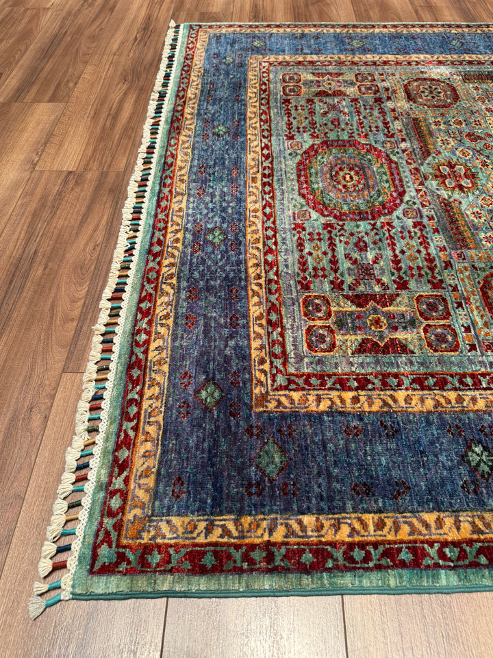 Memlük Orijinal El Dokuması Multi Kök Boya Yün Halı 156x187 2.92 Metrekare - 5x6 ft