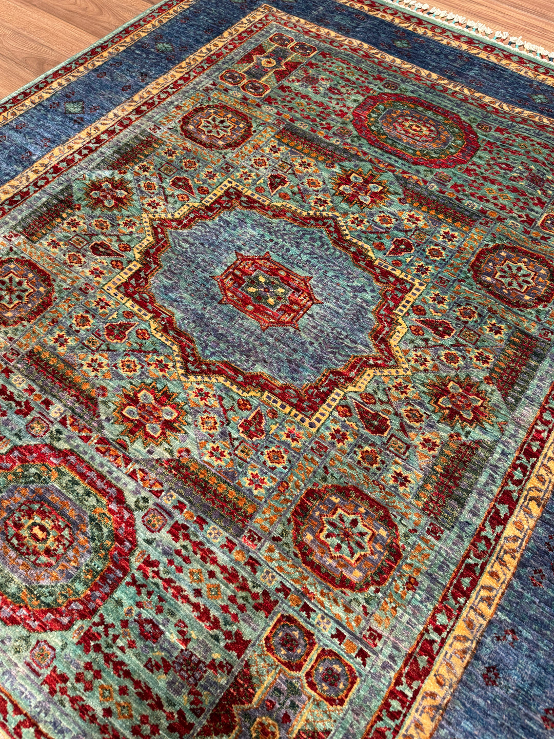 Memlük Orijinal El Dokuması Multi Kök Boya Yün Halı 156x187 2.92 Metrekare - 5x6 ft