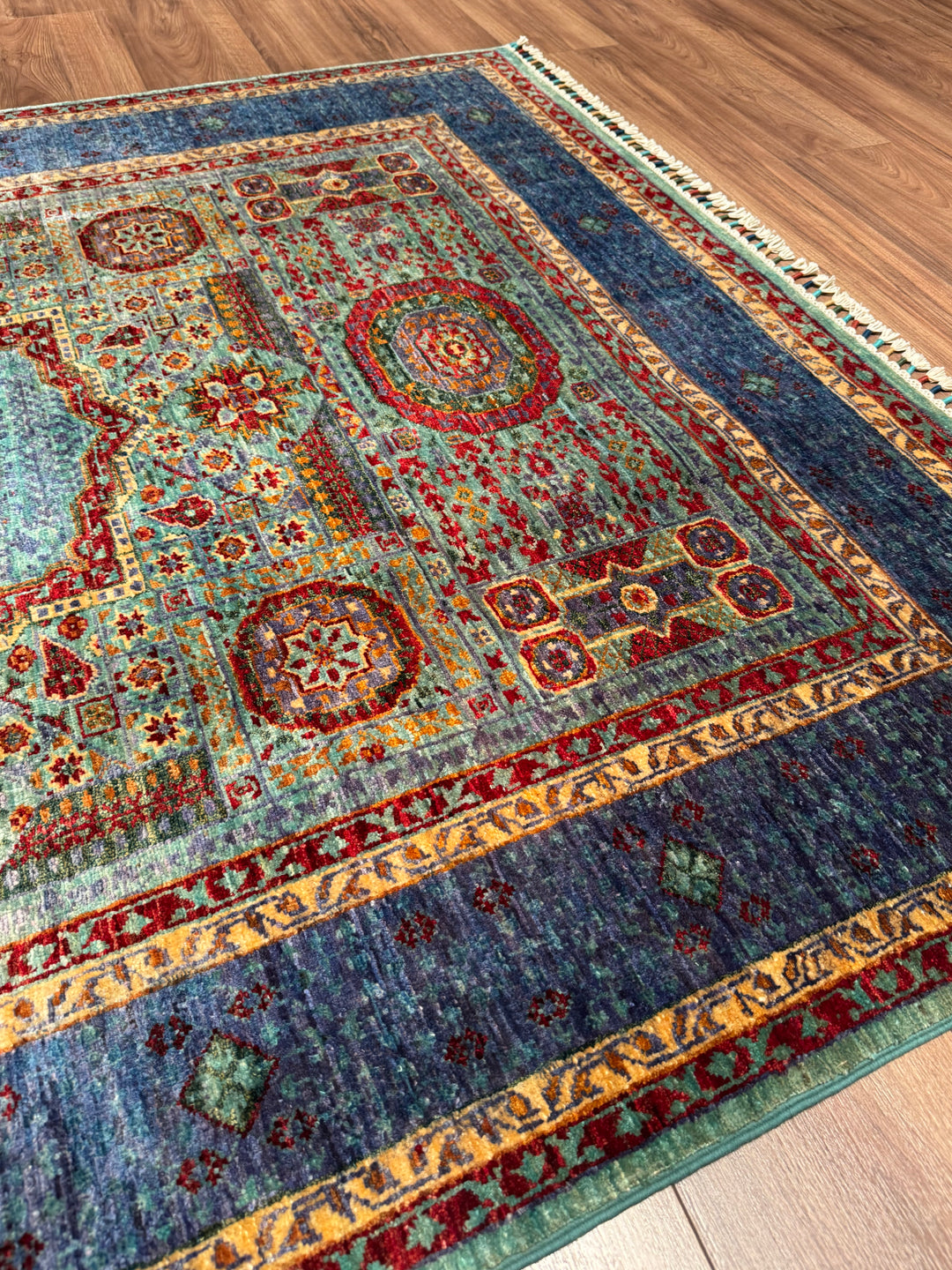 Memlük Orijinal El Dokuması Multi Kök Boya Yün Halı 156x187 2.92 Metrekare - 5x6 ft