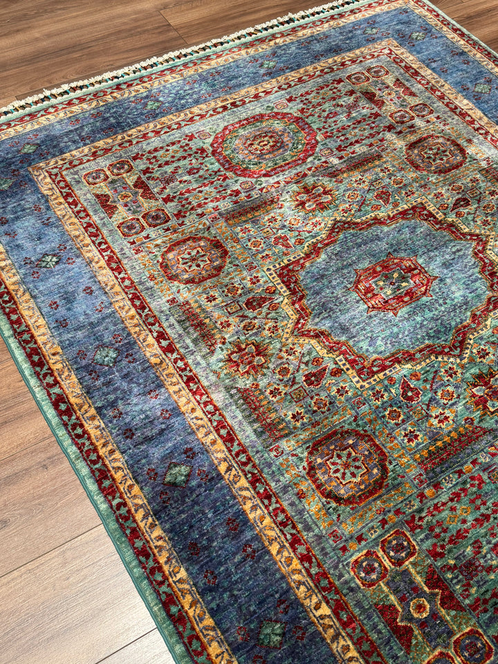 Memlük Orijinal El Dokuması Multi Kök Boya Yün Halı 156x187 2.92 Metrekare - 5x6 ft