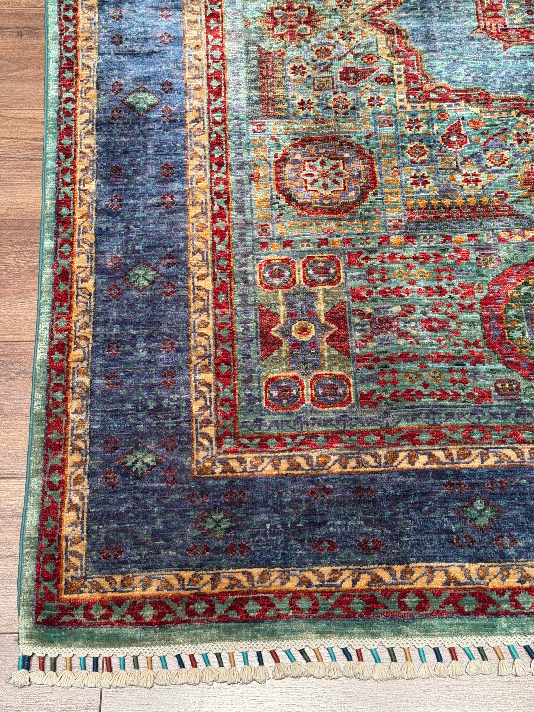 Memlük Orijinal El Dokuması Multi Kök Boya Yün Halı 156x187 2.92 Metrekare - 5x6 ft