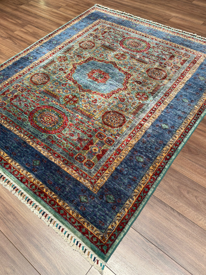 Memlük Orijinal El Dokuması Multi Kök Boya Yün Halı 156x187 2.92 Metrekare - 5x6 ft