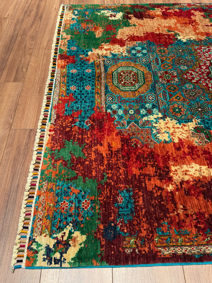 Kırık Memlük Orijinal El Dokuması Multi Kök Boya Yün Halı 156x203 3.17 Metrekare - 5x6 ft