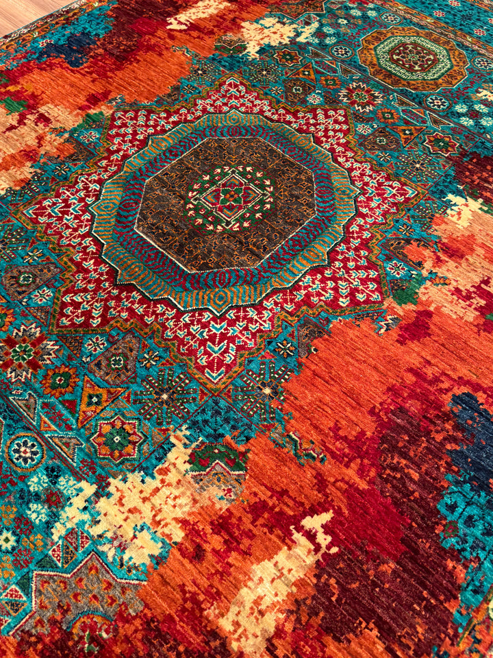 Kırık Memlük Orijinal El Dokuması Multi Kök Boya Yün Halı 156x203 3.17 Metrekare - 5x6 ft