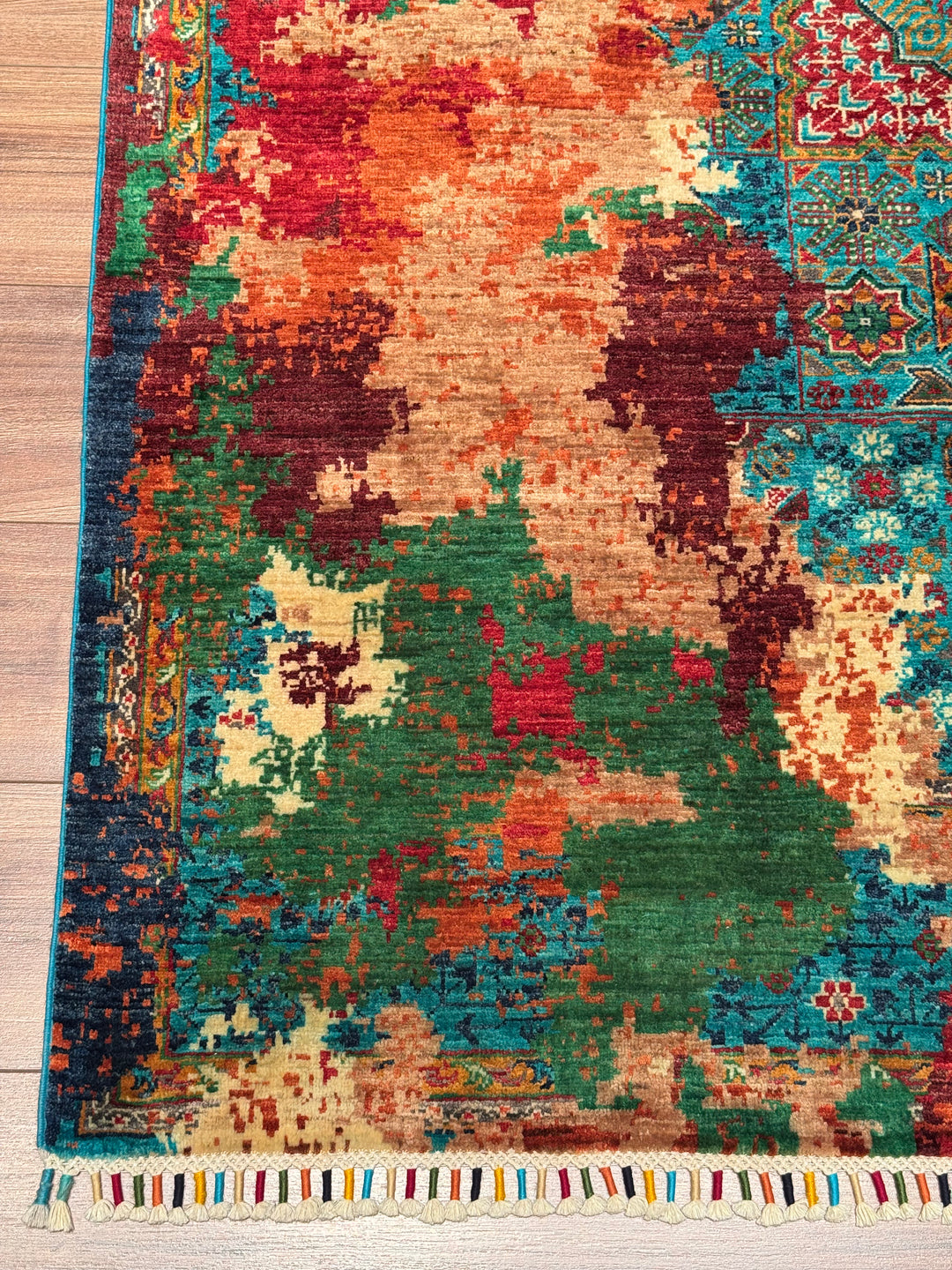 Kırık Memlük Orijinal El Dokuması Multi Kök Boya Yün Halı 156x203 3.17 Metrekare - 5x6 ft