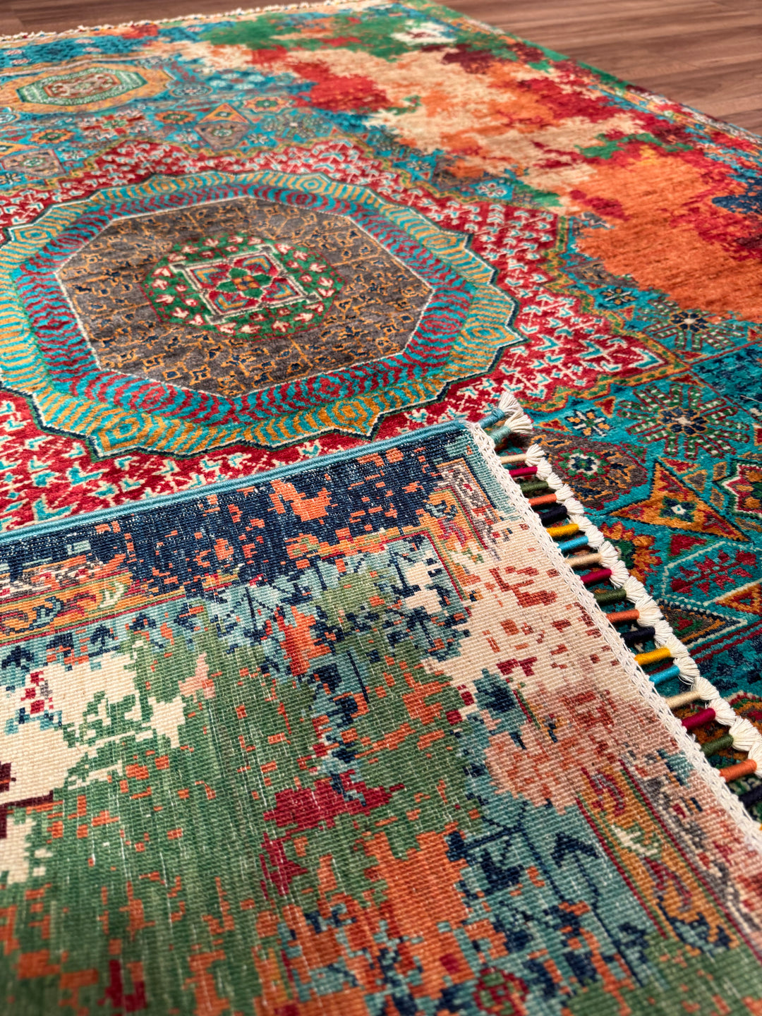 Kırık Memlük Orijinal El Dokuması Multi Kök Boya Yün Halı 156x203 3.17 Metrekare - 5x6 ft