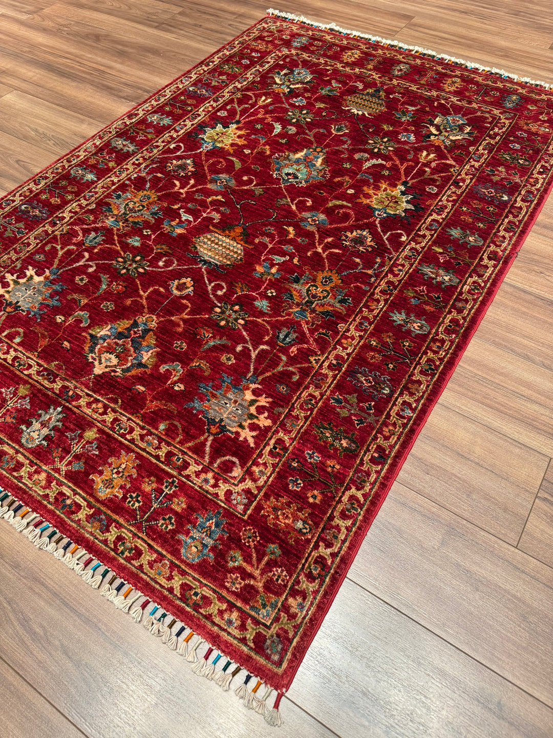 Sultani Binbirgece Orijinal El Dokuması Kırmızı Kök Boya Yün Halı 123x183 2.25 Metrekare - 4x6 ft