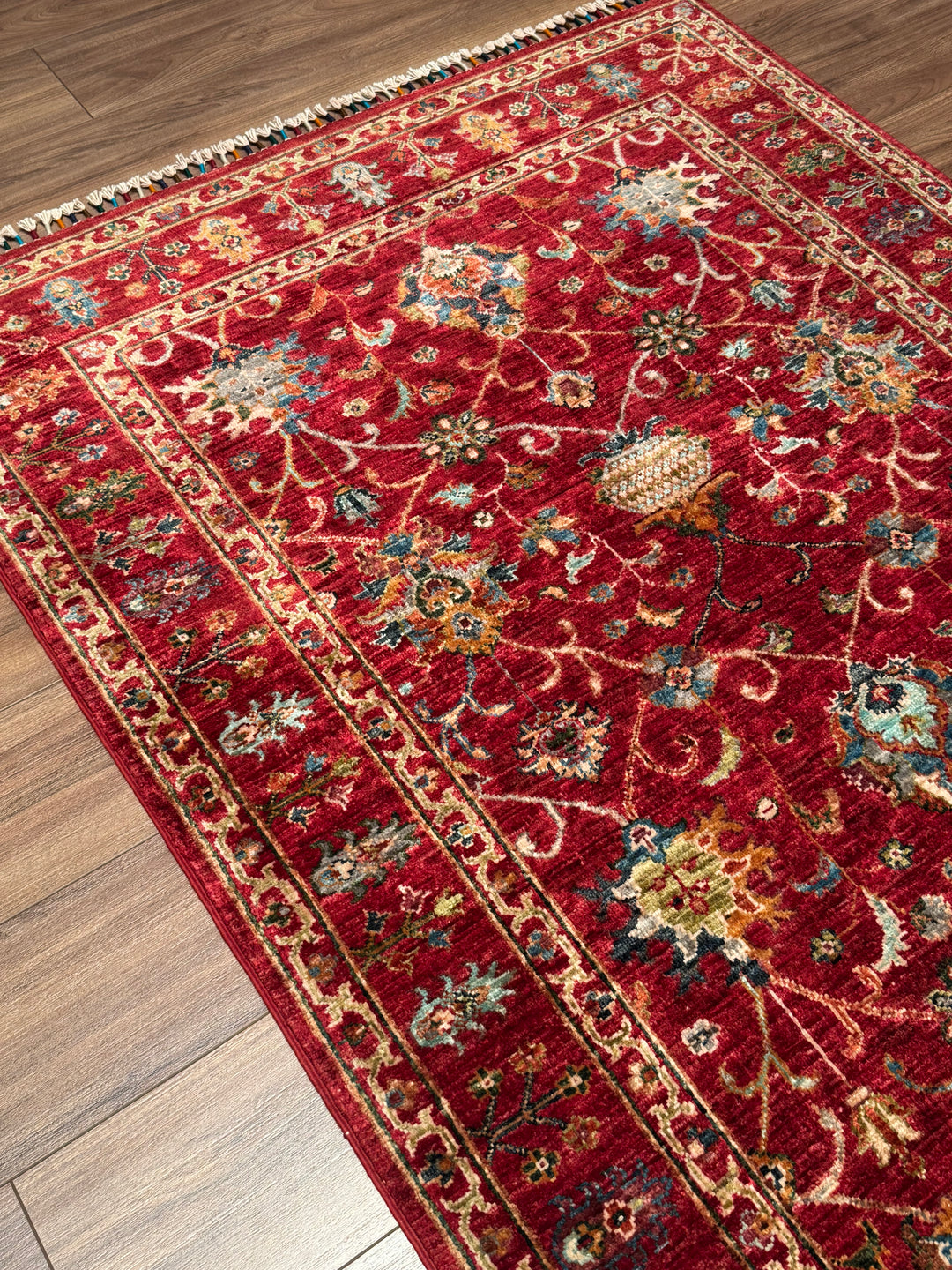 Sultani Binbirgece Orijinal El Dokuması Kırmızı Kök Boya Yün Halı 123x183 2.25 Metrekare - 4x6 ft