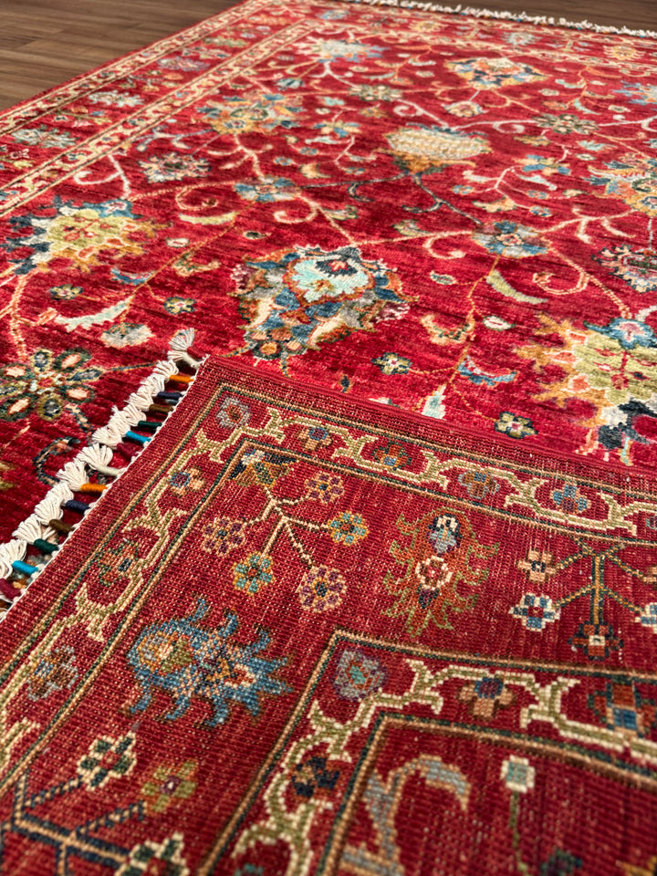 Sultani Binbirgece Orijinal El Dokuması Kırmızı Kök Boya Yün Halı 123x183 2.25 Metrekare - 4x6 ft