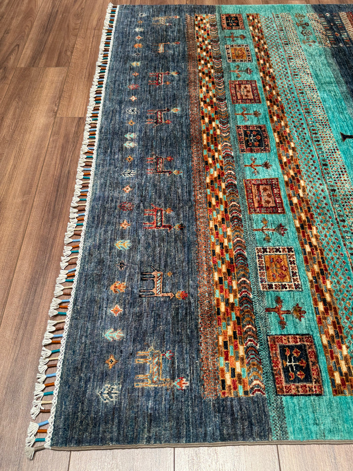 Khorjin Hayat Ağacı Orijinal El Dokuması Multi Kök Boya Yün Halı 172x226 3.89 Metrekare - 5x8 ft