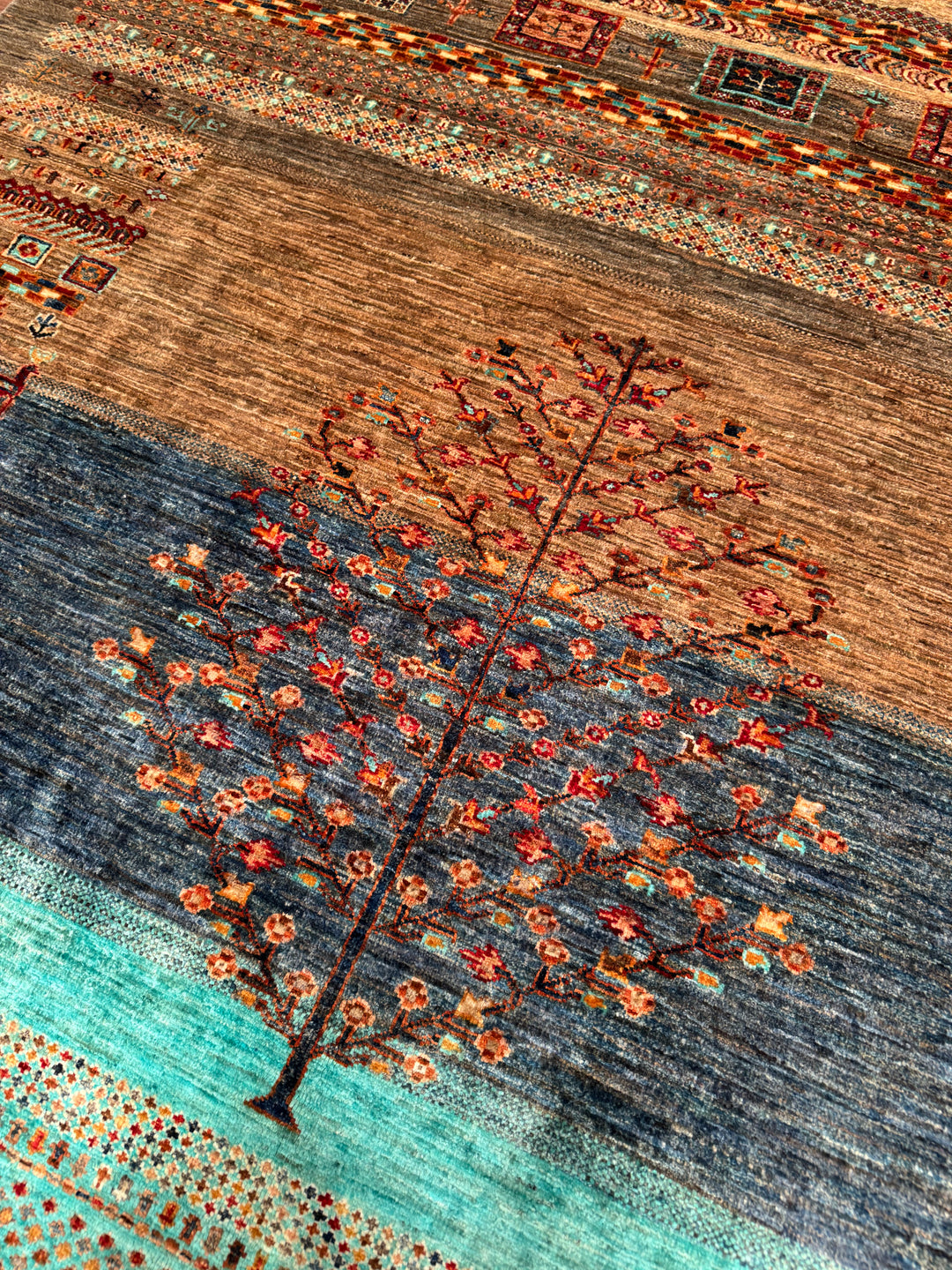 Khorjin Hayat Ağacı Orijinal El Dokuması Multi Kök Boya Yün Halı 172x226 3.89 Metrekare - 5x8 ft