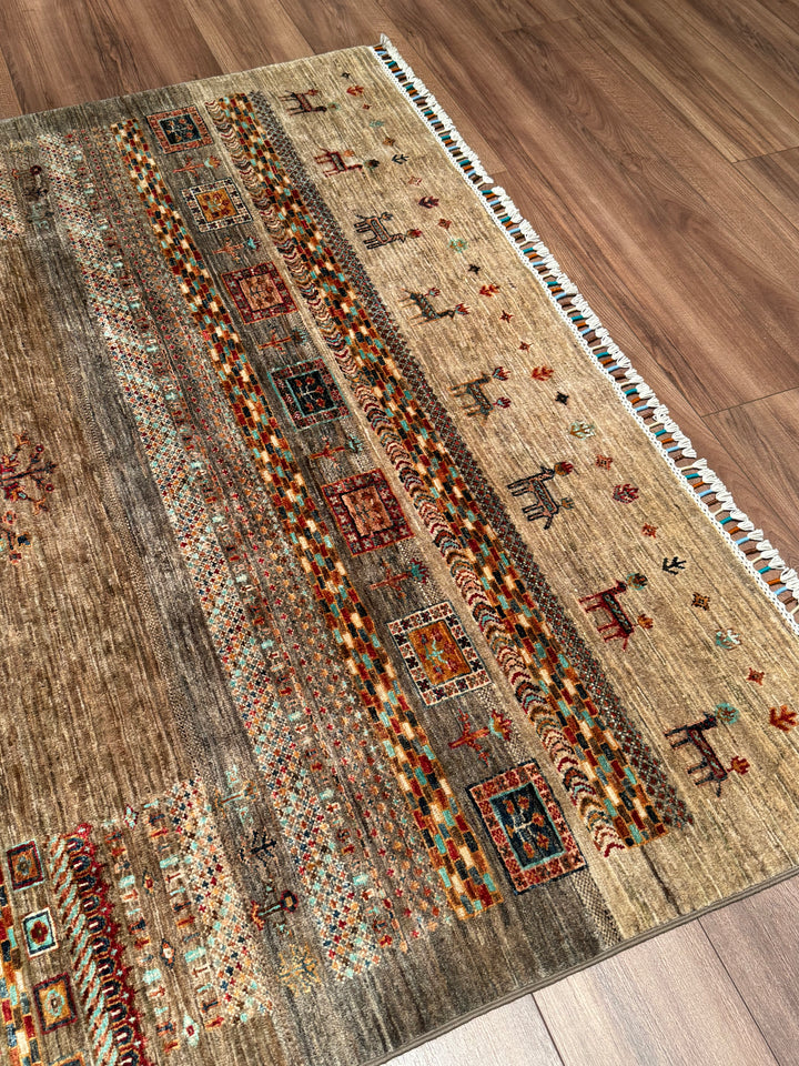 Khorjin Hayat Ağacı Orijinal El Dokuması Multi Kök Boya Yün Halı 172x226 3.89 Metrekare - 5x8 ft