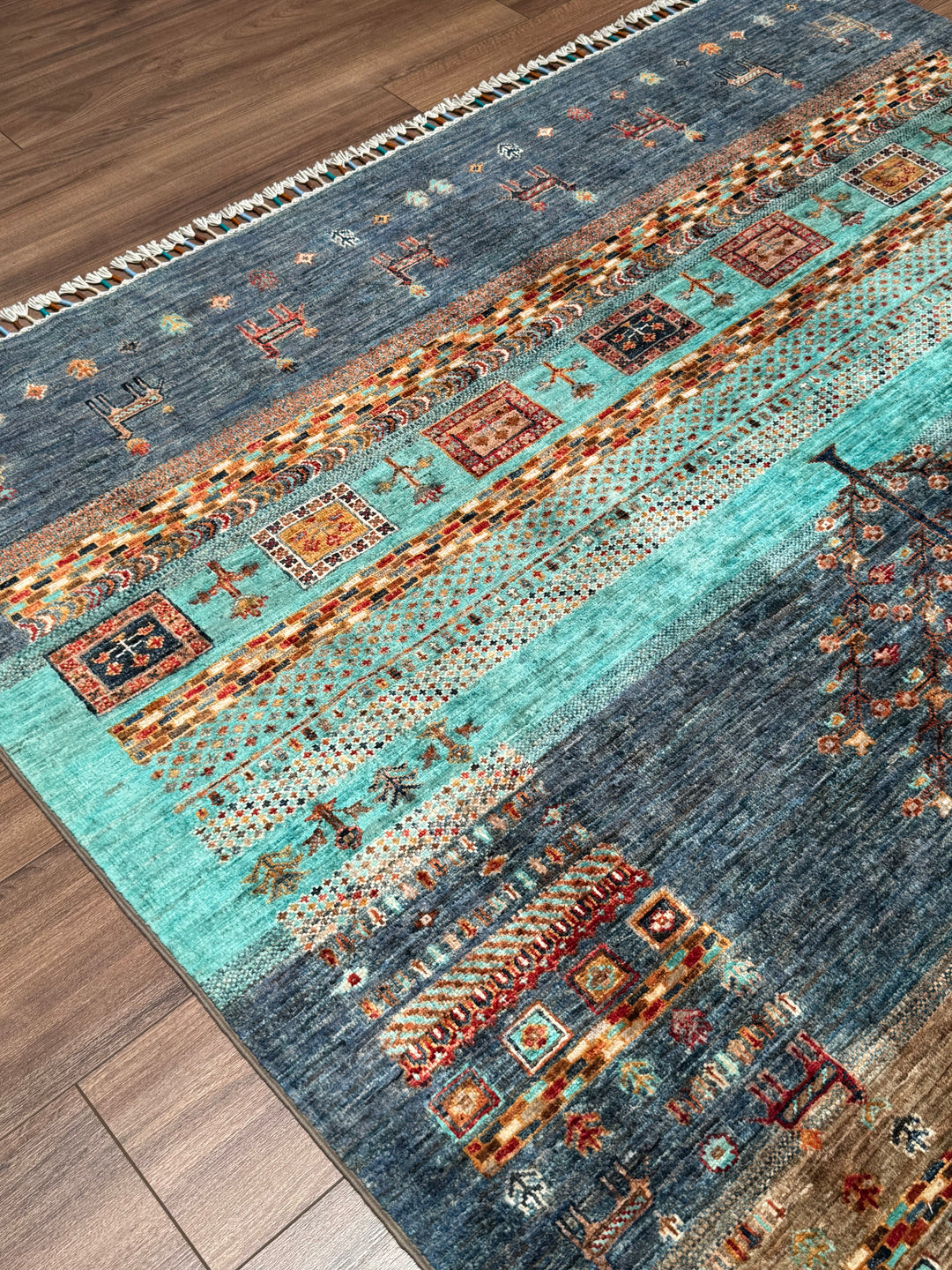 Khorjin Hayat Ağacı Orijinal El Dokuması Multi Kök Boya Yün Halı 172x226 3.89 Metrekare - 5x8 ft