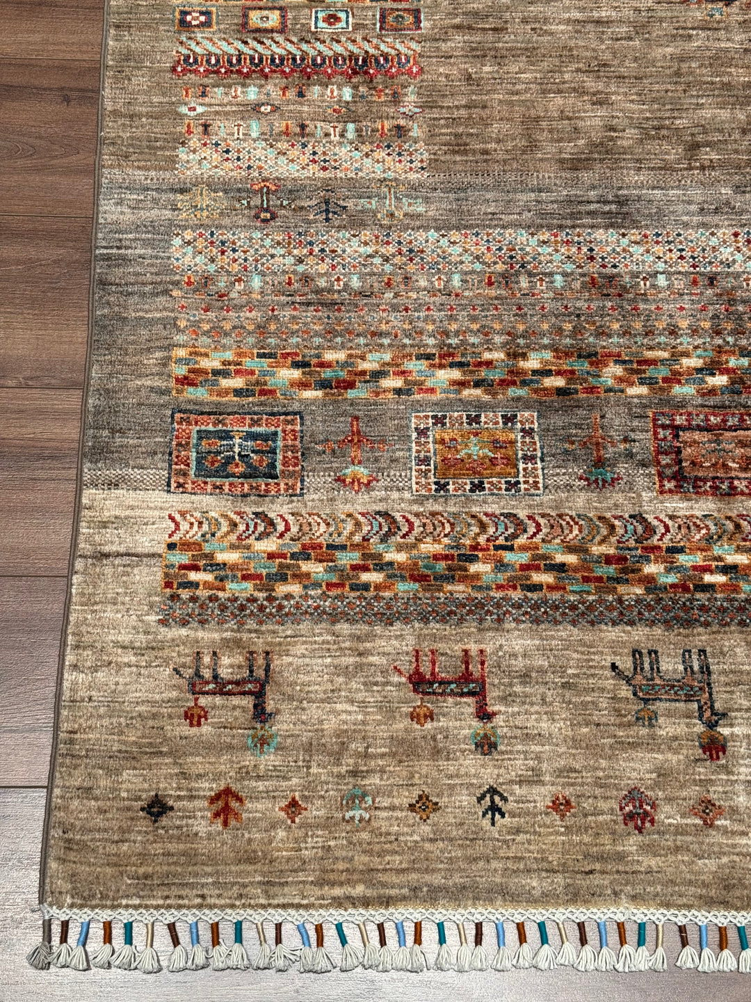 Khorjin Hayat Ağacı Orijinal El Dokuması Multi Kök Boya Yün Halı 172x226 3.89 Metrekare - 5x8 ft