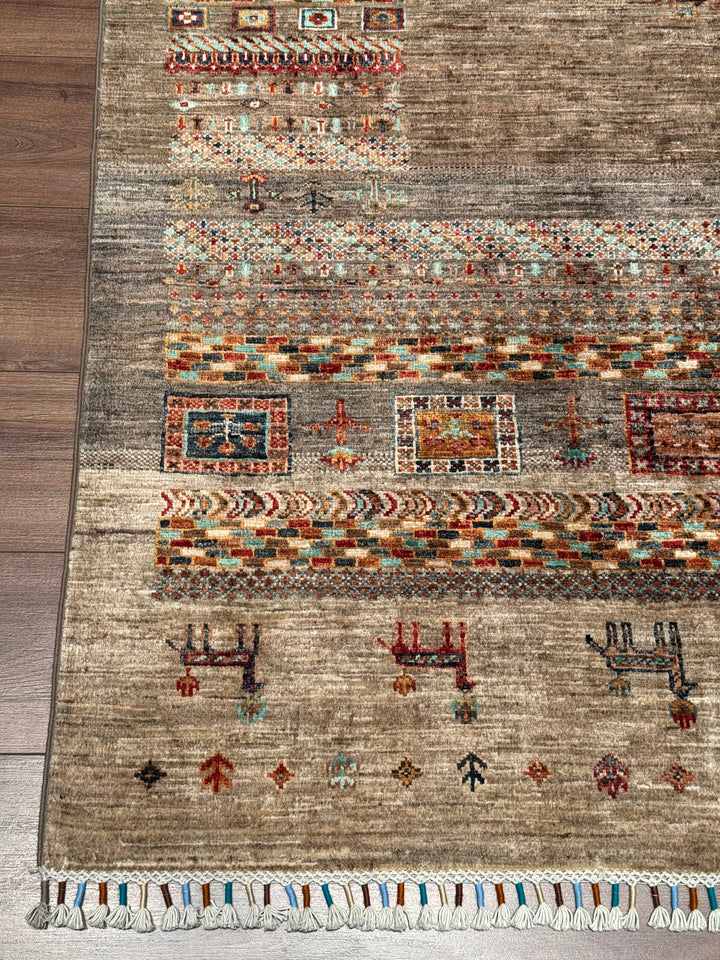 Khorjin Hayat Ağacı Orijinal El Dokuması Multi Kök Boya Yün Halı 172x226 3.89 Metrekare - 5x8 ft