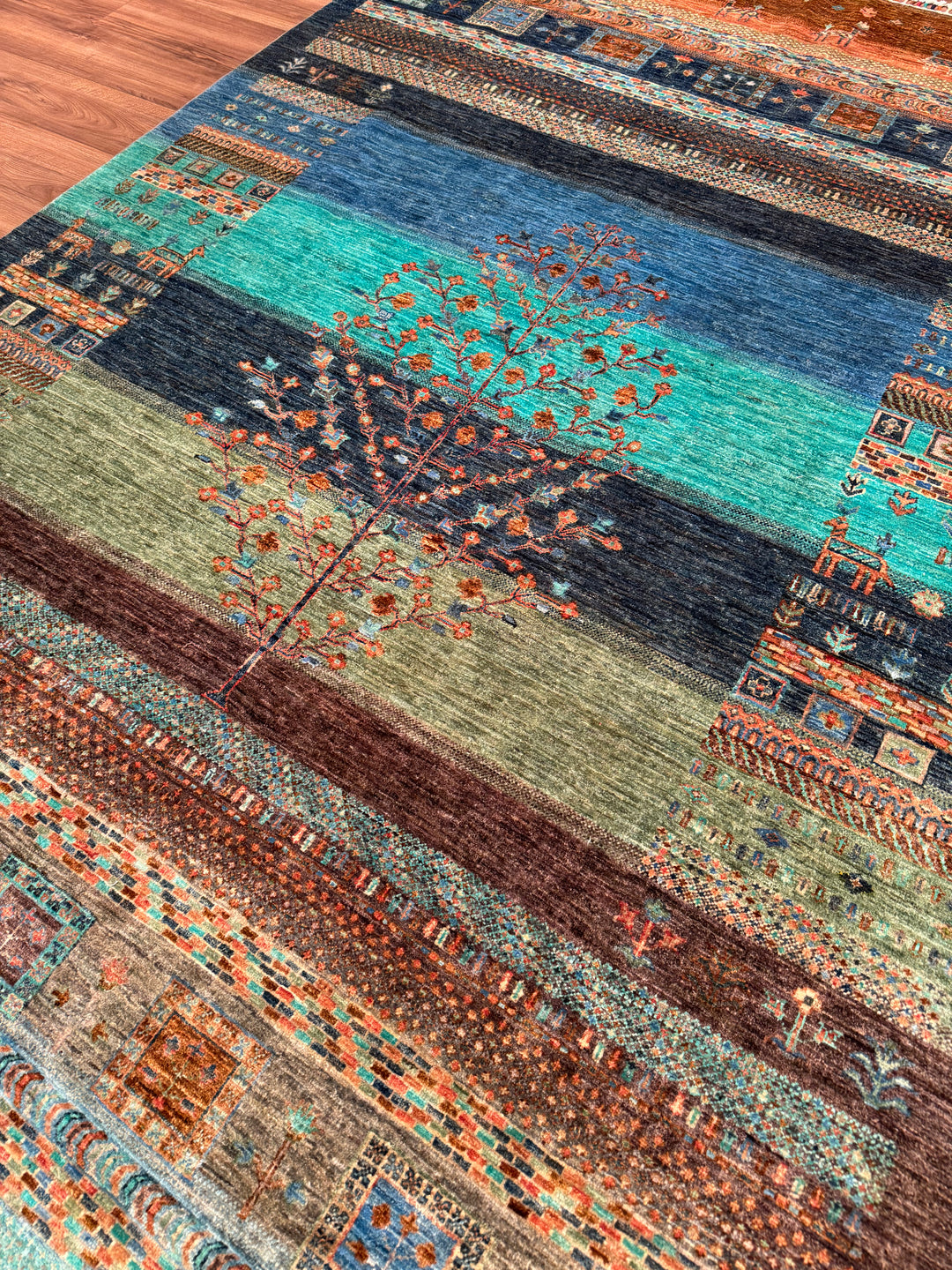 Khorjin Hayat Ağacı Orijinal El Dokuması Multi Kök Boya Yün Halı 207x308 6.38 Metrekare - 7x10 ft