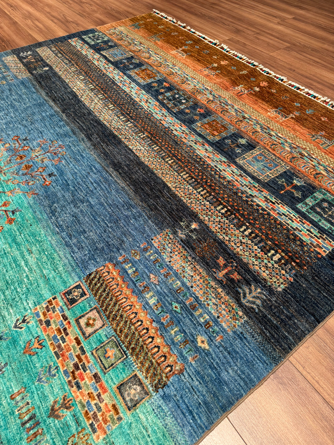 Khorjin Hayat Ağacı Orijinal El Dokuması Multi Kök Boya Yün Halı 207x308 6.38 Metrekare - 7x10 ft