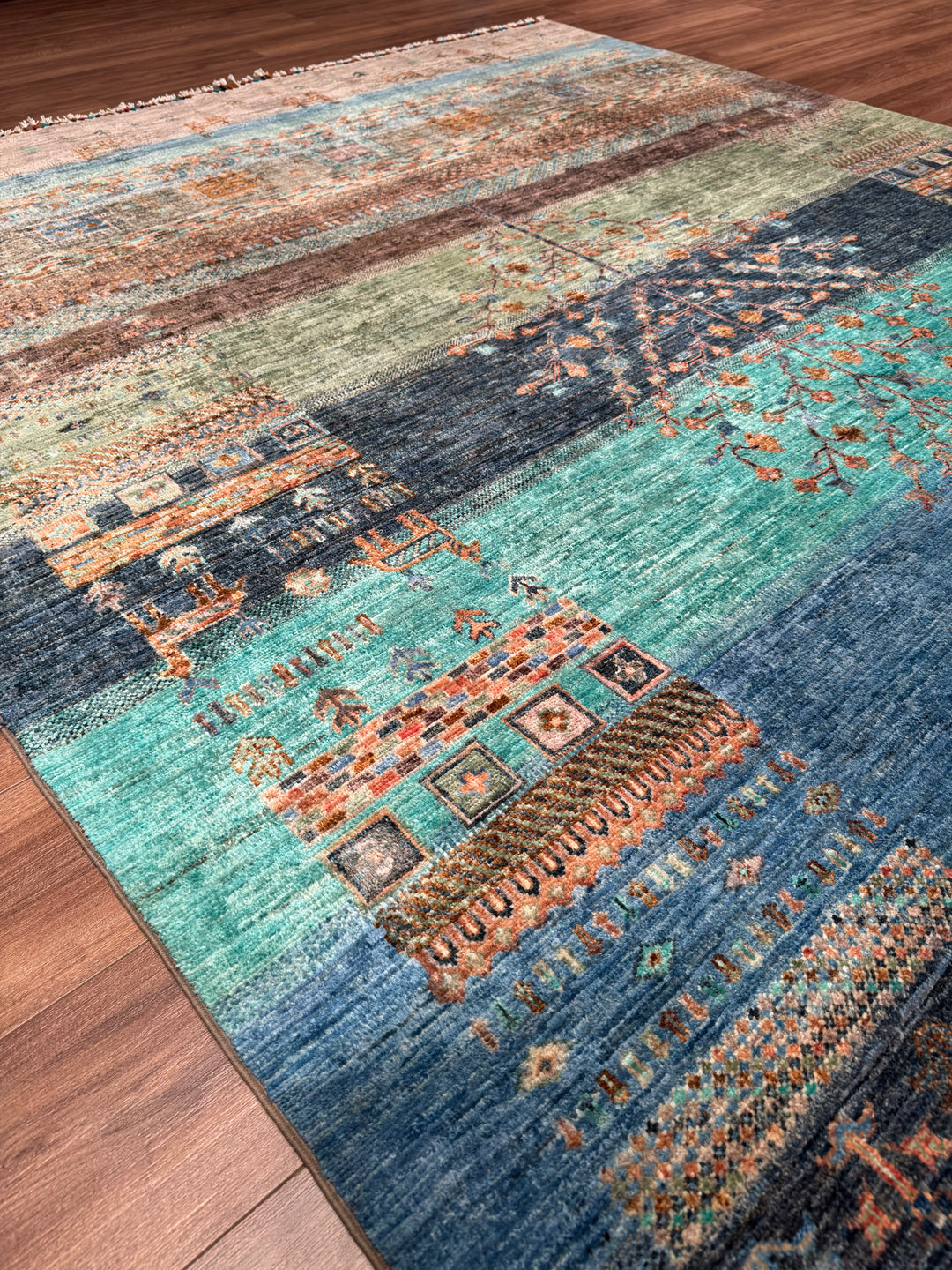 Khorjin Hayat Ağacı Orijinal El Dokuması Multi Kök Boya Yün Halı 207x308 6.38 Metrekare - 7x10 ft