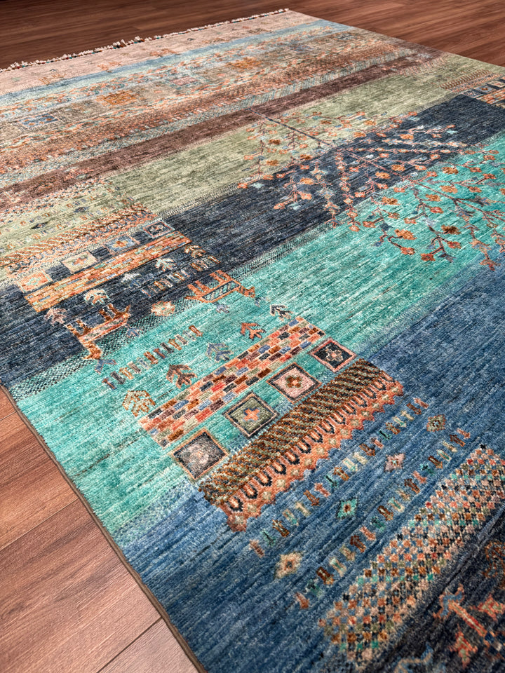 Khorjin Hayat Ağacı Orijinal El Dokuması Multi Kök Boya Yün Halı 207x308 6.38 Metrekare - 7x10 ft