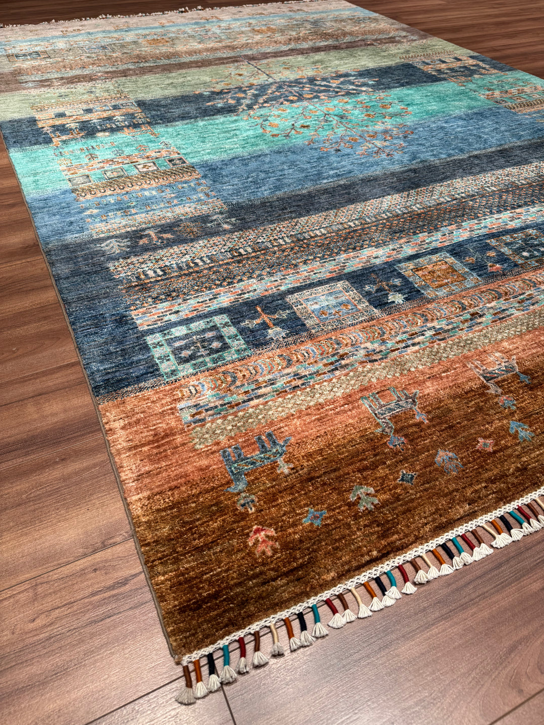 Khorjin Hayat Ağacı Orijinal El Dokuması Multi Kök Boya Yün Halı 207x308 6.38 Metrekare - 7x10 ft