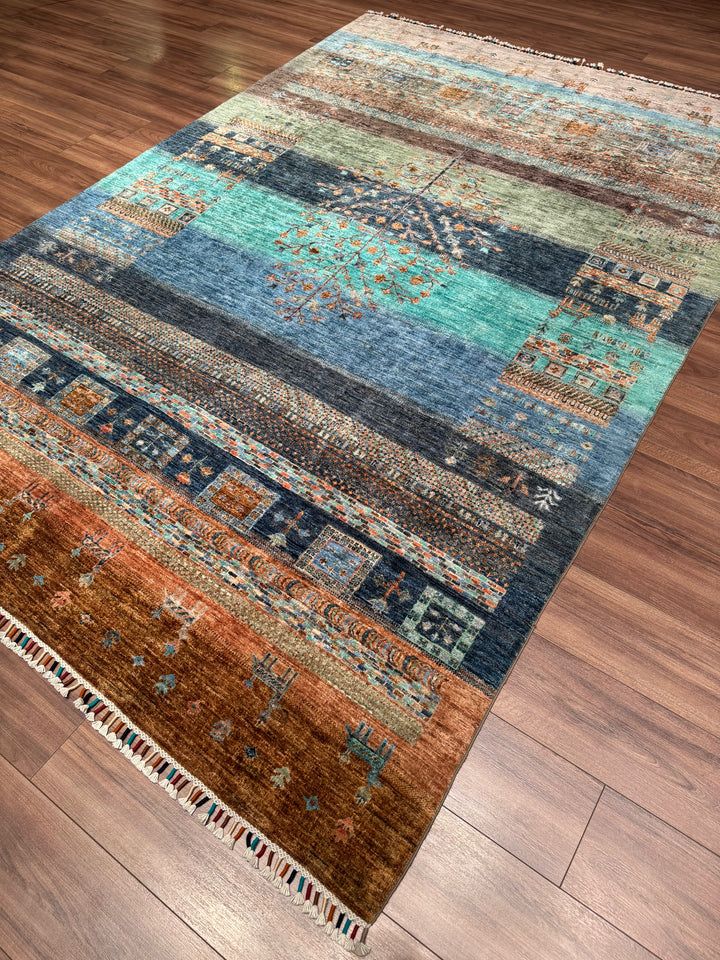 Khorjin Hayat Ağacı Orijinal El Dokuması Multi Kök Boya Yün Halı 207x308 6.38 Metrekare - 7x10 ft