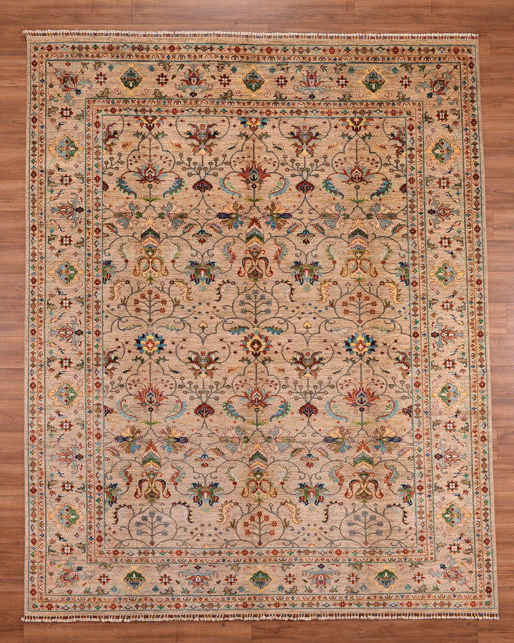 Sultani Binbirgece Original Hand Woven Beige Vegetable Dyed Wool Carpet 283x352 9.96 Square Meters - 8x10 ft