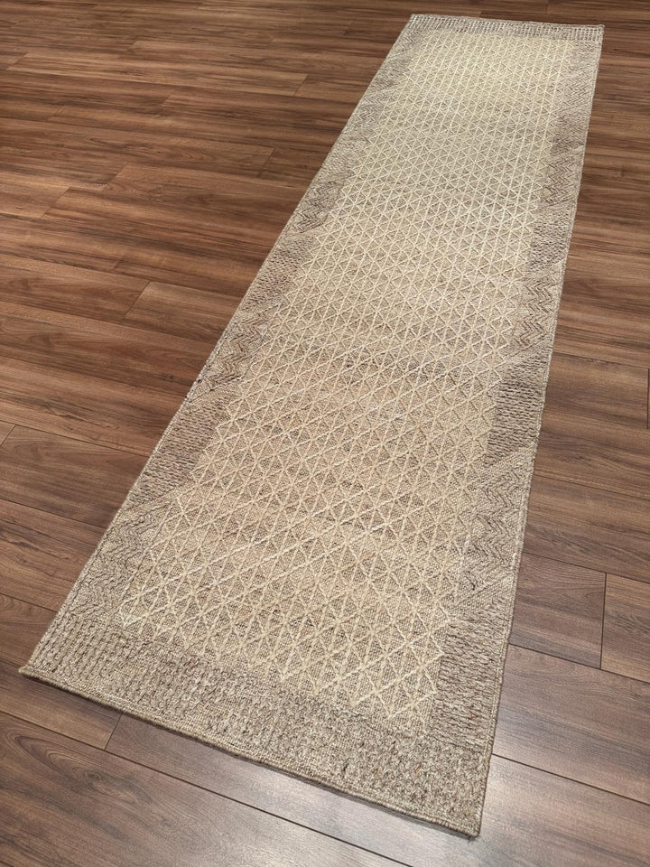 İskandinav Orijinal El Dokuması Açık Kahverengi Yün Halı