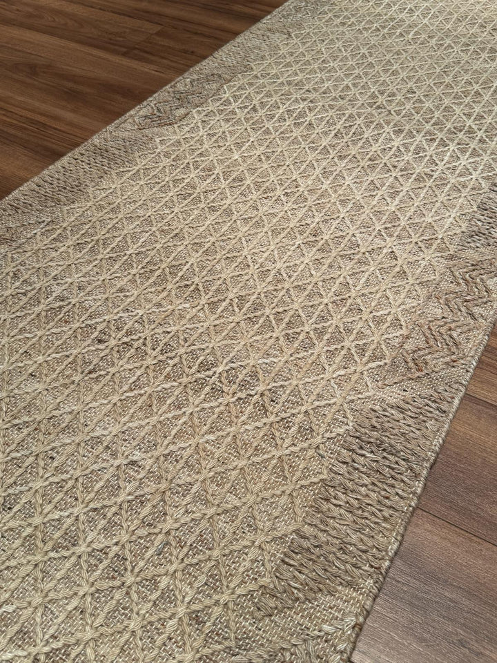 İskandinav Orijinal El Dokuması Açık Kahverengi Yün Halı