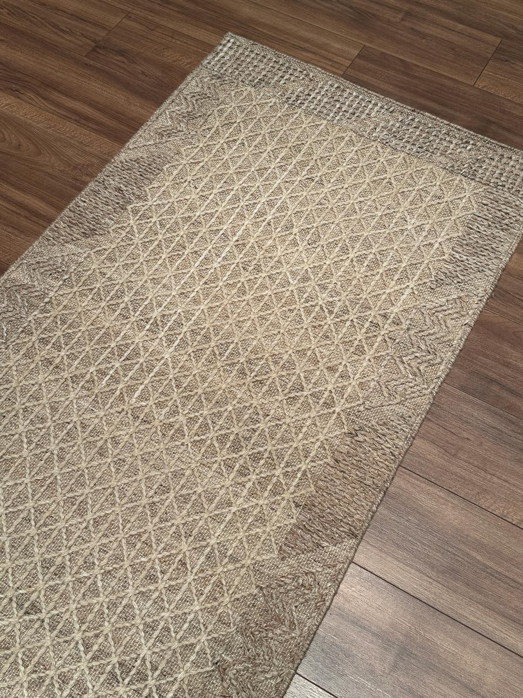 İskandinav Orijinal El Dokuması Açık Kahverengi Yün Halı