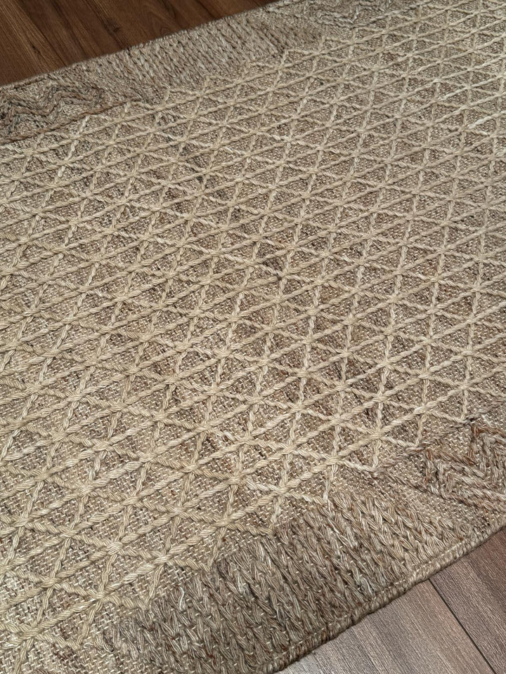 İskandinav Orijinal El Dokuması Açık Kahverengi Yün Halı