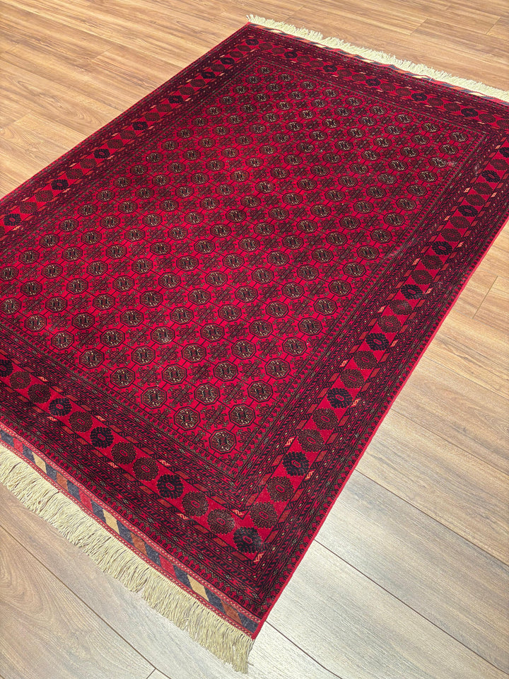 Afgan Halısı Bilcik Buhara Orijinal El Dokuması Kök Boya Yün 148x202 2.99 Metrekare - 5x7 ft