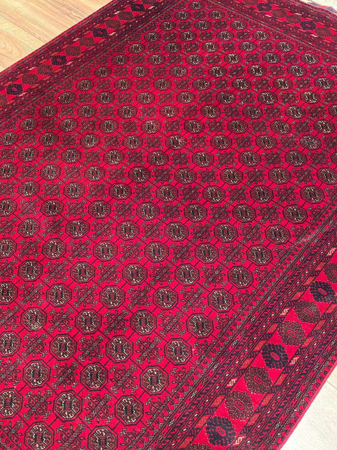 Afgan Halısı Bilcik Buhara Orijinal El Dokuması Kök Boya Yün 148x202 2.99 Metrekare - 5x7 ft