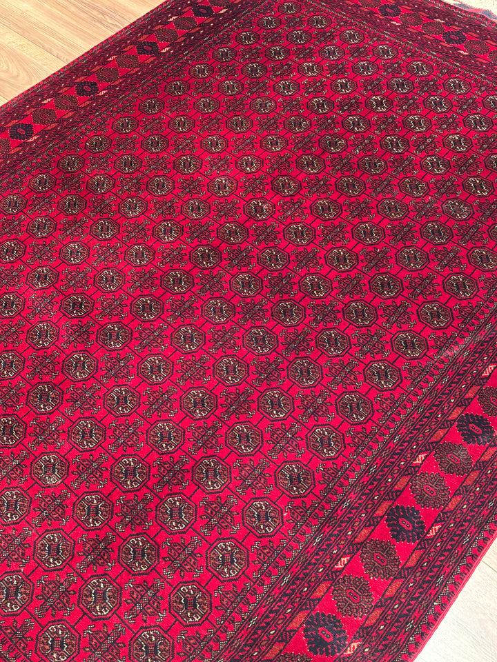 Afgan Halısı Bilcik Buhara Orijinal El Dokuması Kök Boya Yün 148x202 2.99 Metrekare - 5x7 ft