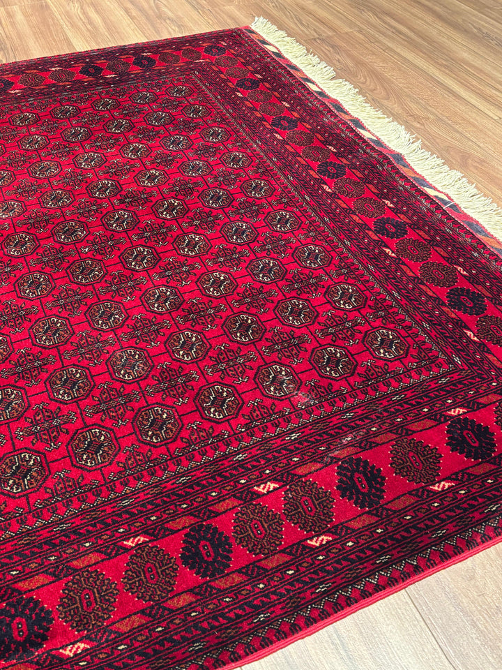 Afgan Halısı Bilcik Buhara Orijinal El Dokuması Kök Boya Yün 148x202 2.99 Metrekare - 5x7 ft