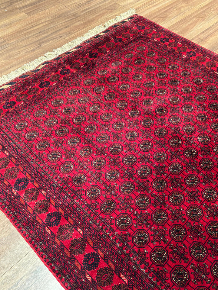 Afgan Halısı Bilcik Buhara Orijinal El Dokuması Kök Boya Yün 148x202 2.99 Metrekare - 5x7 ft