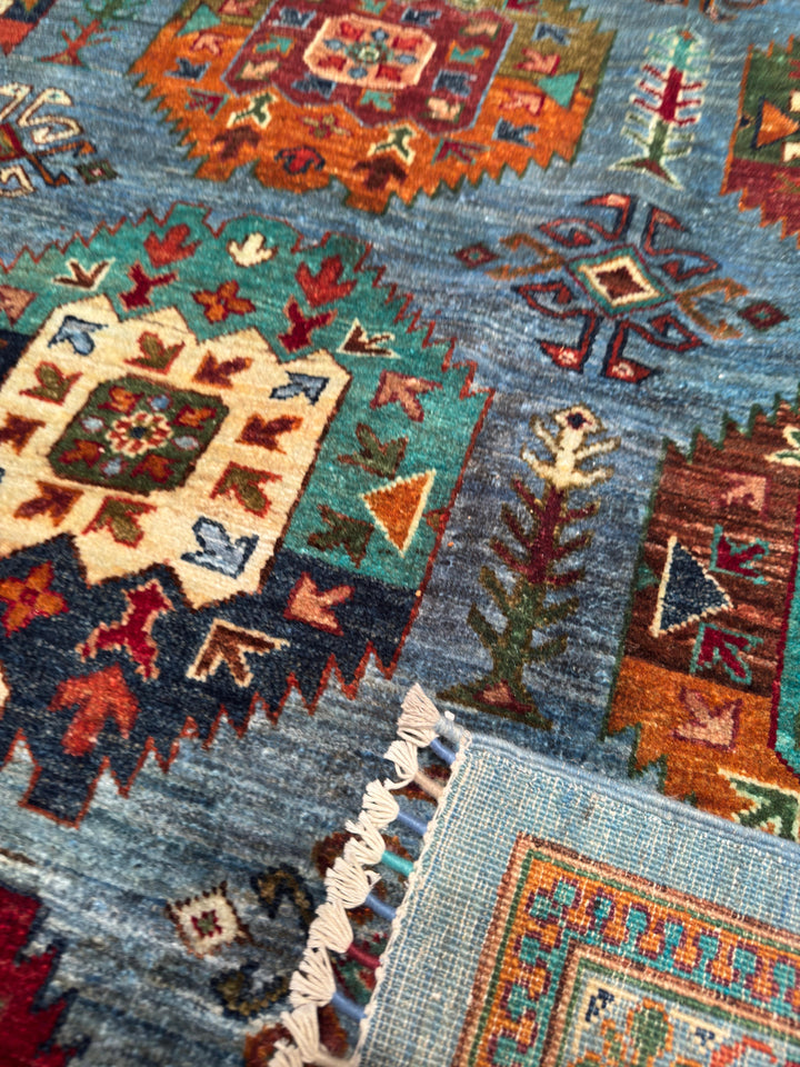 Veziri Original Hand Woven Blue Vegetable Dyed Wool Carpet 265x367 9.73 Square Meters - 9x12 ft