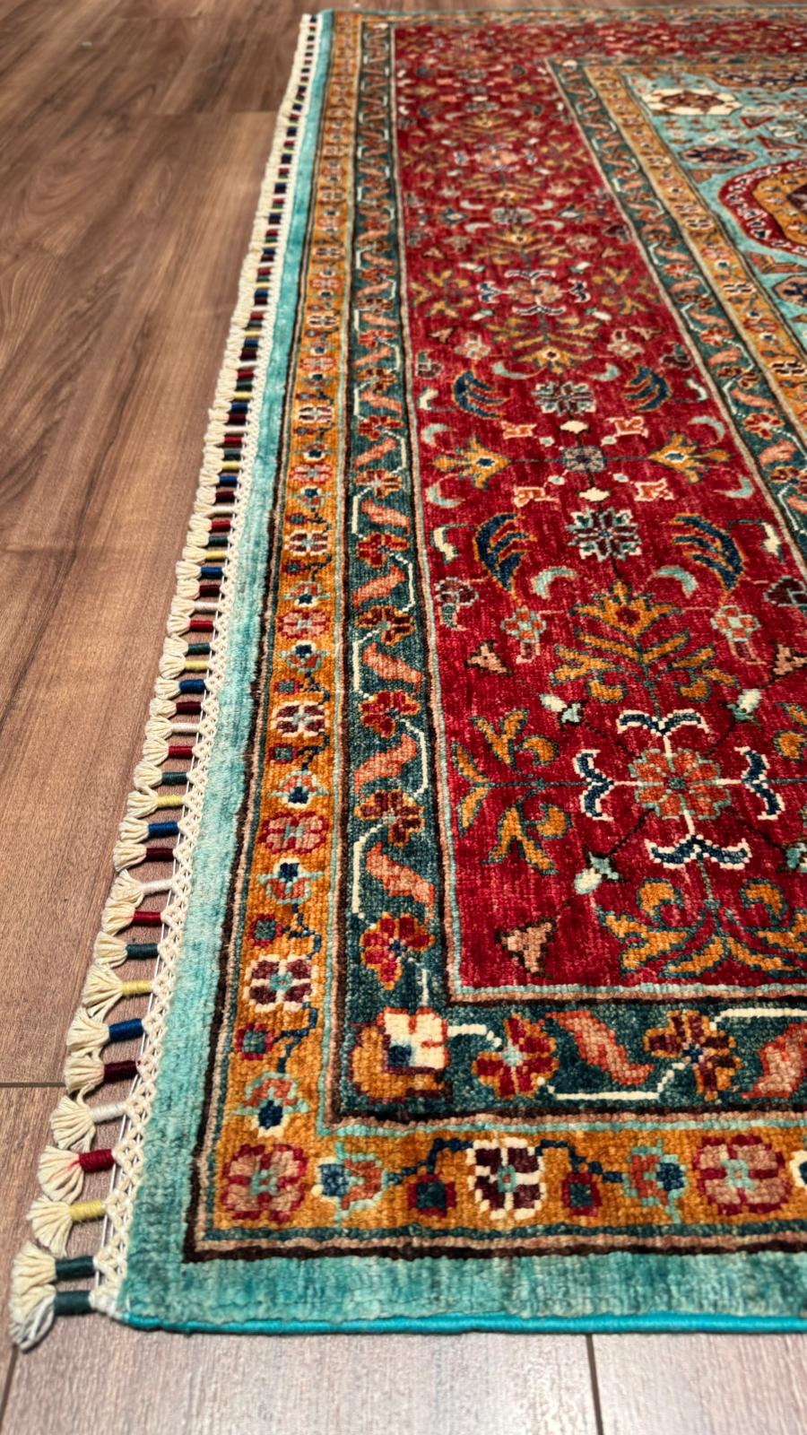 Kırık Memlük Orijinal El Dokuması Multi Kök Boya Yün Halı 206x309 6.37 Metrekare - 7x10 ft