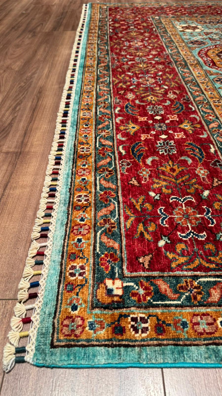 Kırık Memlük Orijinal El Dokuması Multi Kök Boya Yün Halı 206x309 6.37 Metrekare - 7x10 ft