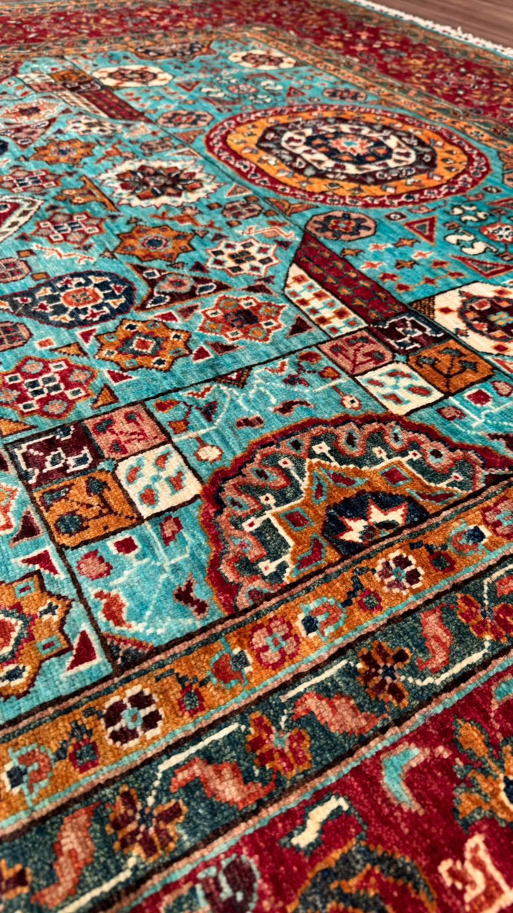 Kırık Memlük Orijinal El Dokuması Multi Kök Boya Yün Halı 206x309 6.37 Metrekare - 7x10 ft