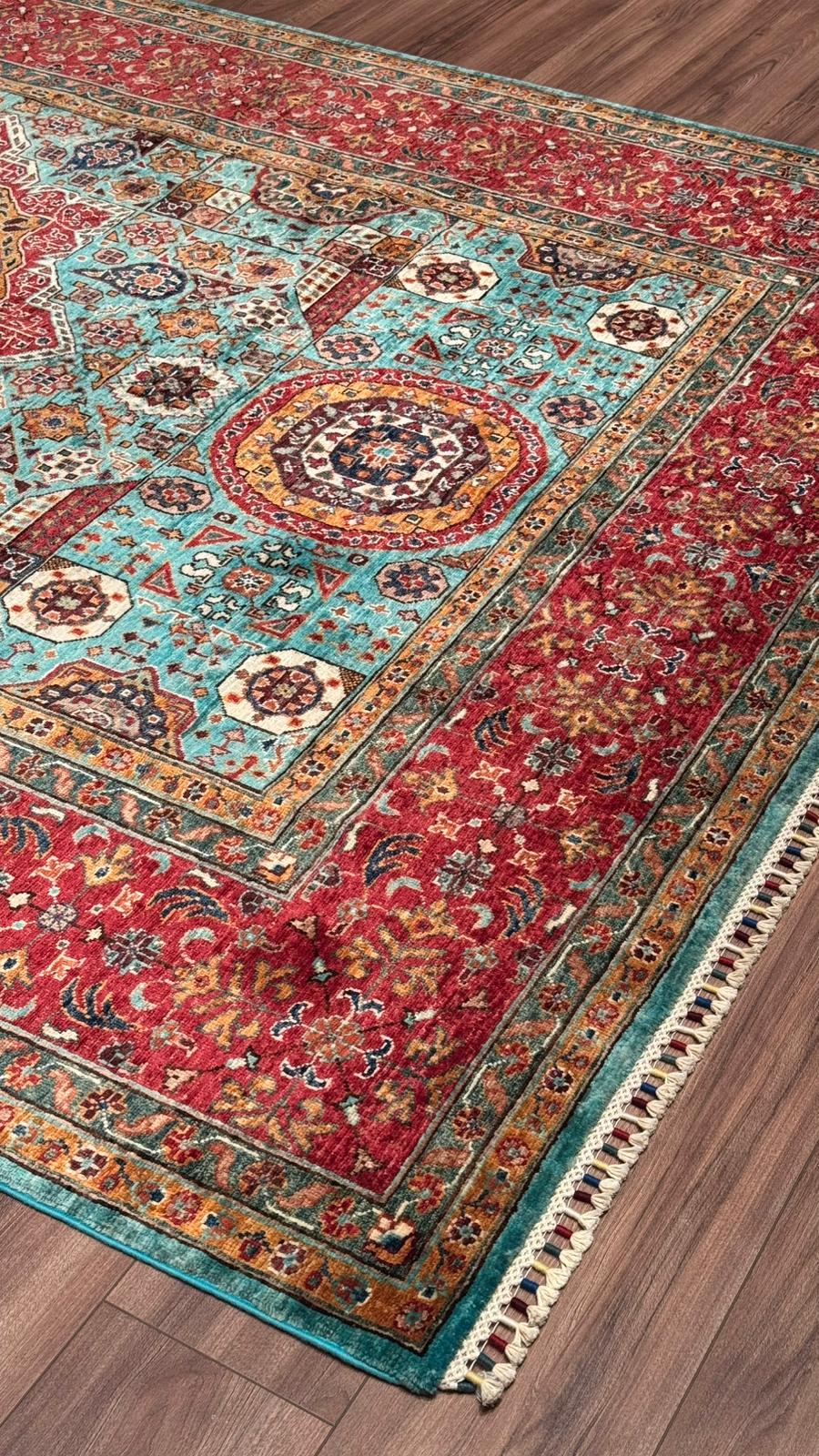 Kırık Memlük Orijinal El Dokuması Multi Kök Boya Yün Halı 206x309 6.37 Metrekare - 7x10 ft