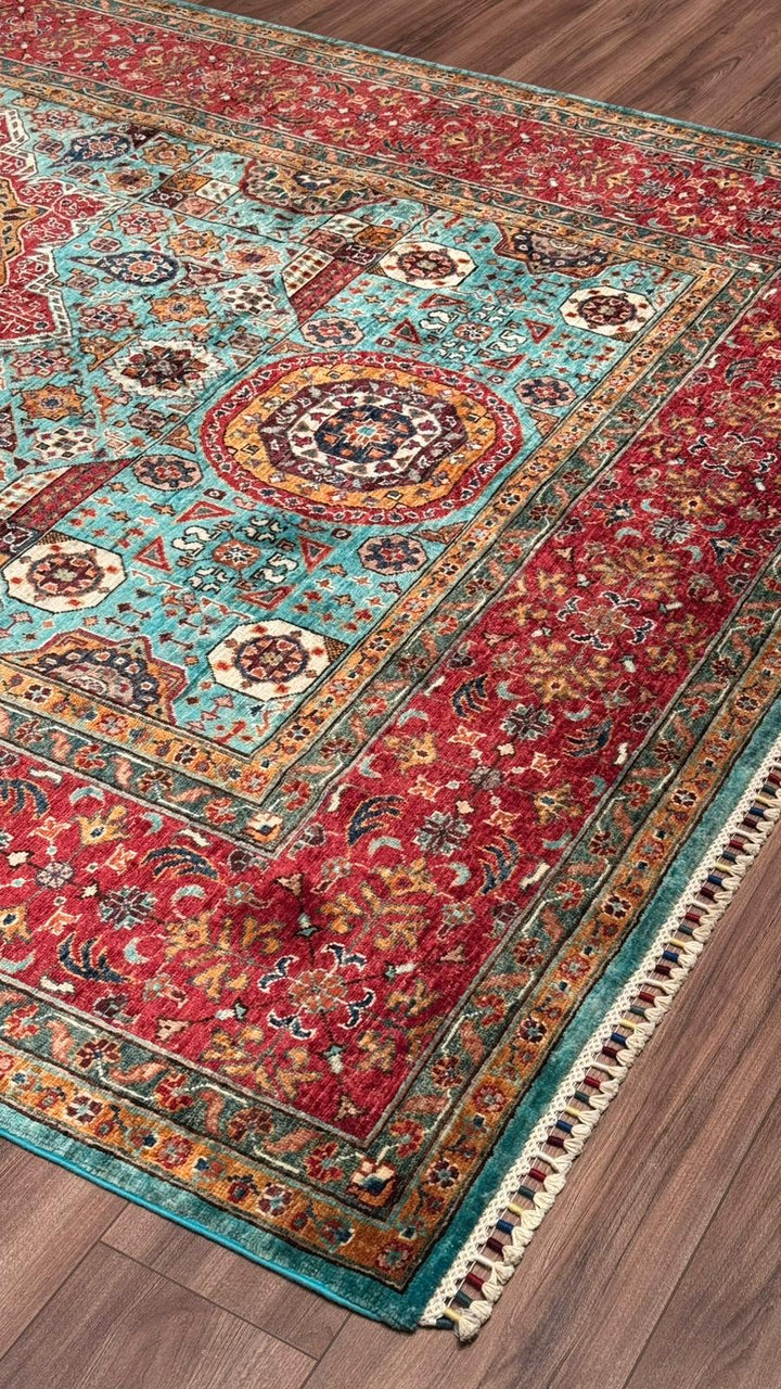 Kırık Memlük Orijinal El Dokuması Multi Kök Boya Yün Halı 206x309 6.37 Metrekare - 7x10 ft