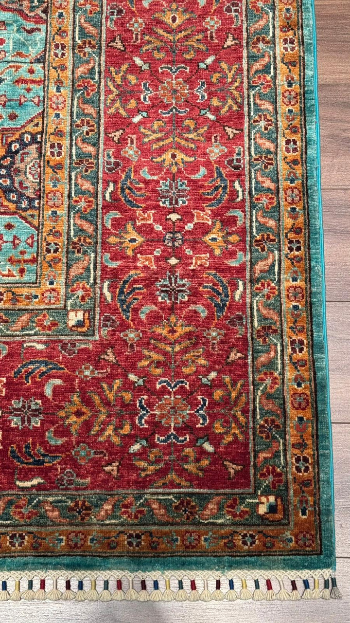 Kırık Memlük Orijinal El Dokuması Multi Kök Boya Yün Halı 206x309 6.37 Metrekare - 7x10 ft