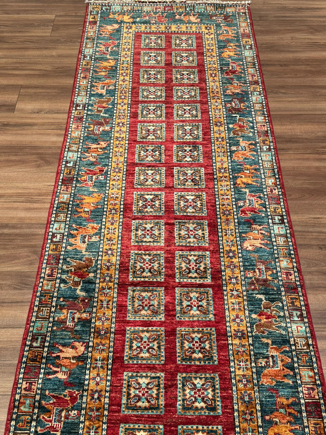 سجادة صوف أصلية من Pazırık Runner منسوجة يدويًا متعددة الجذور 0.82x260 2.13 متر مربع - 2x8 قدم