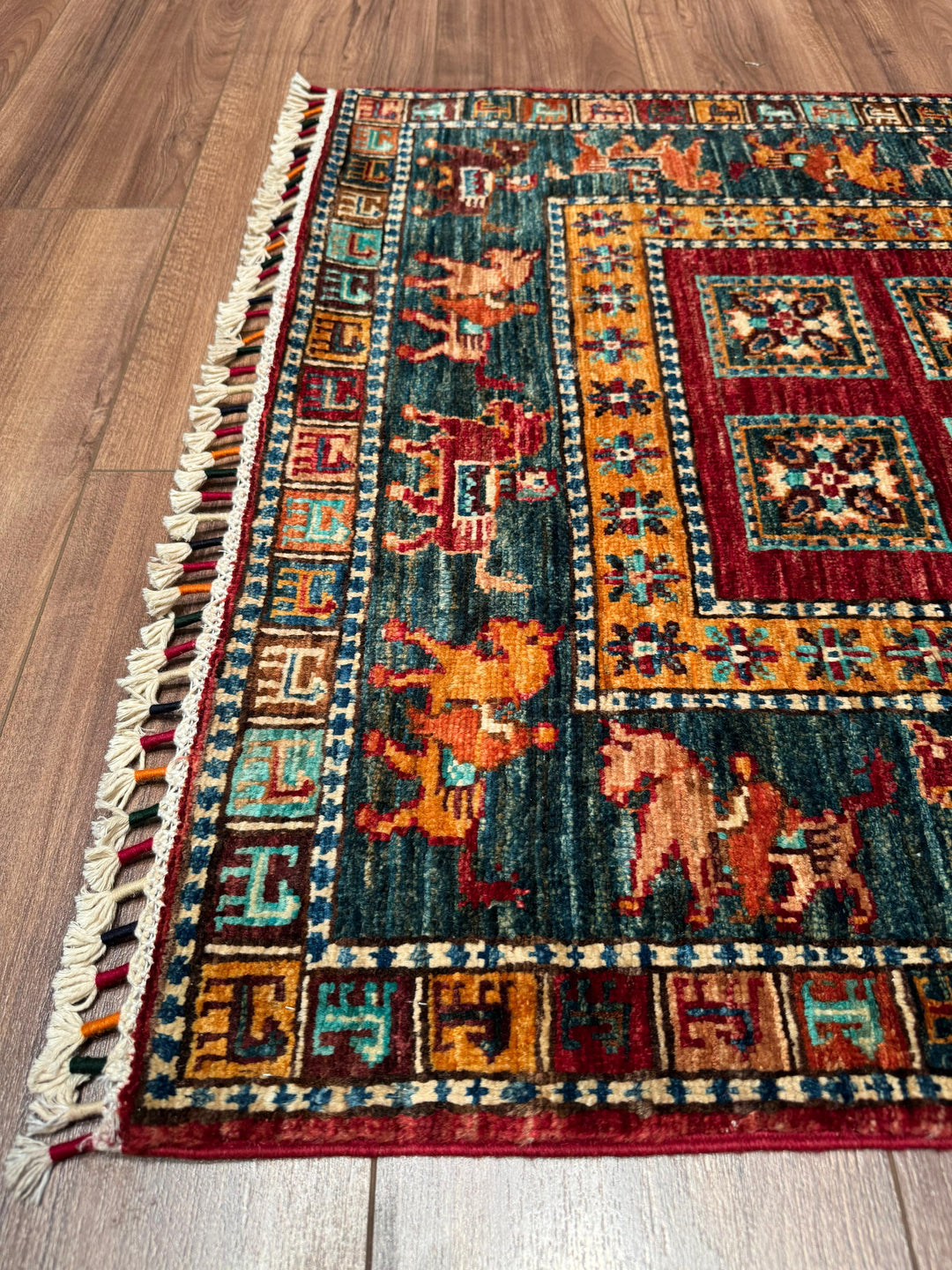 سجادة صوف أصلية من Pazırık Runner منسوجة يدويًا متعددة الجذور 0.82x260 2.13 متر مربع - 2x8 قدم