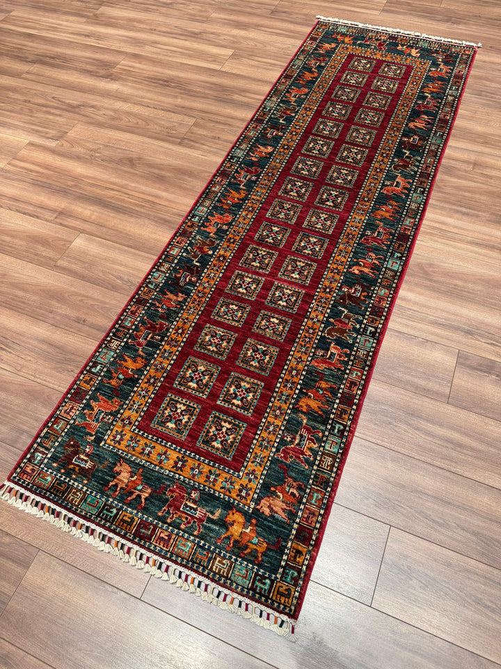 سجادة صوف أصلية من Pazırık Runner منسوجة يدويًا متعددة الجذور 0.82x260 2.13 متر مربع - 2x8 قدم