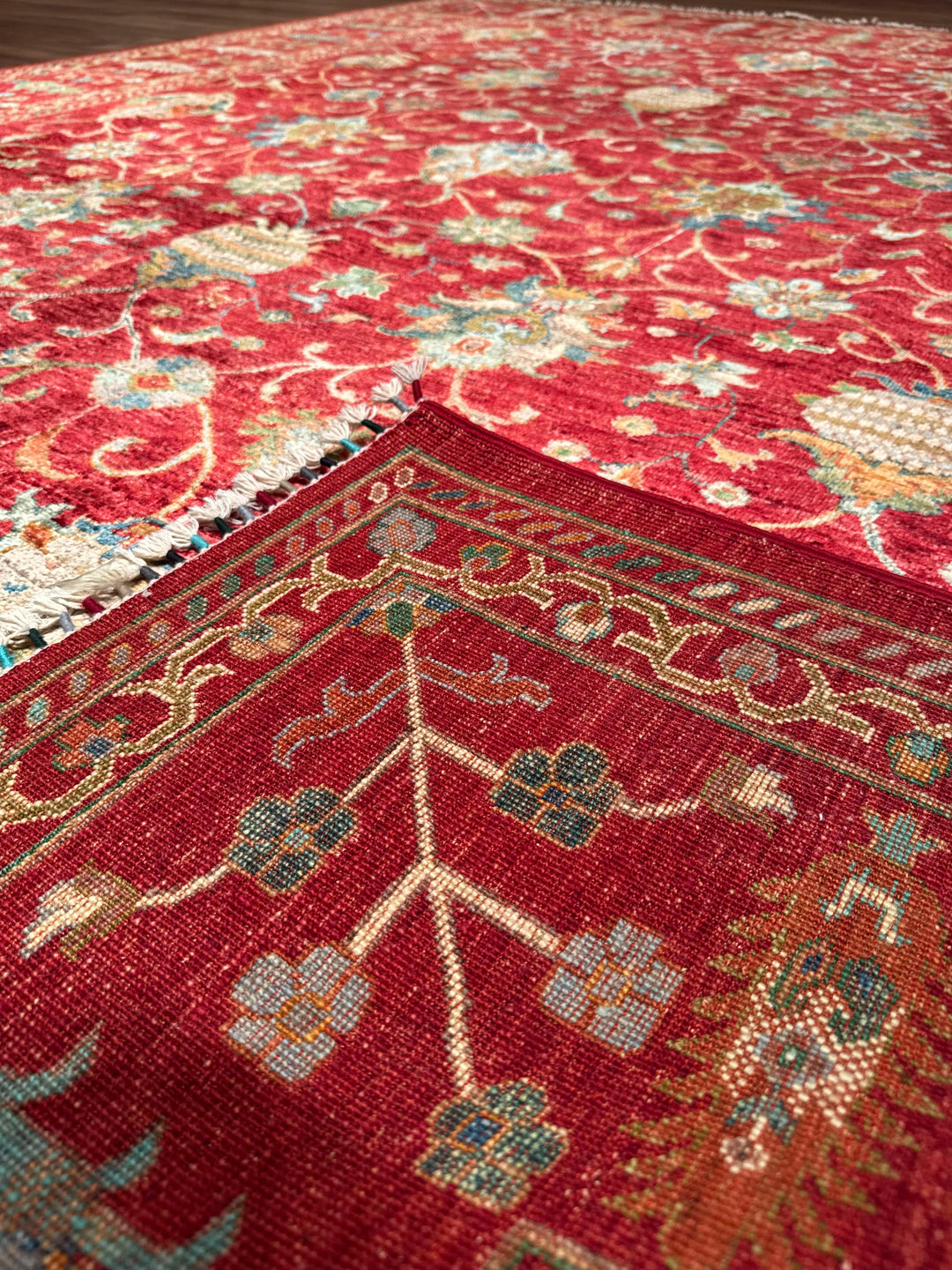 Sultani Binbirgece Orijinal El Dokuması Kırmızı Kök Boya Yün Halı 248x305 7.56 Metrekare - 8x10 ft