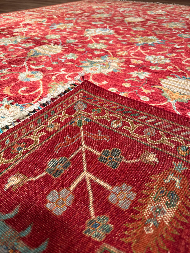 Sultani Binbirgece Orijinal El Dokuması Kırmızı Kök Boya Yün Halı 248x305 7.56 Metrekare - 8x10 ft