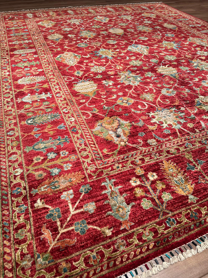 Sultani Binbirgece Orijinal El Dokuması Kırmızı Kök Boya Yün Halı 248x305 7.56 Metrekare - 8x10 ft