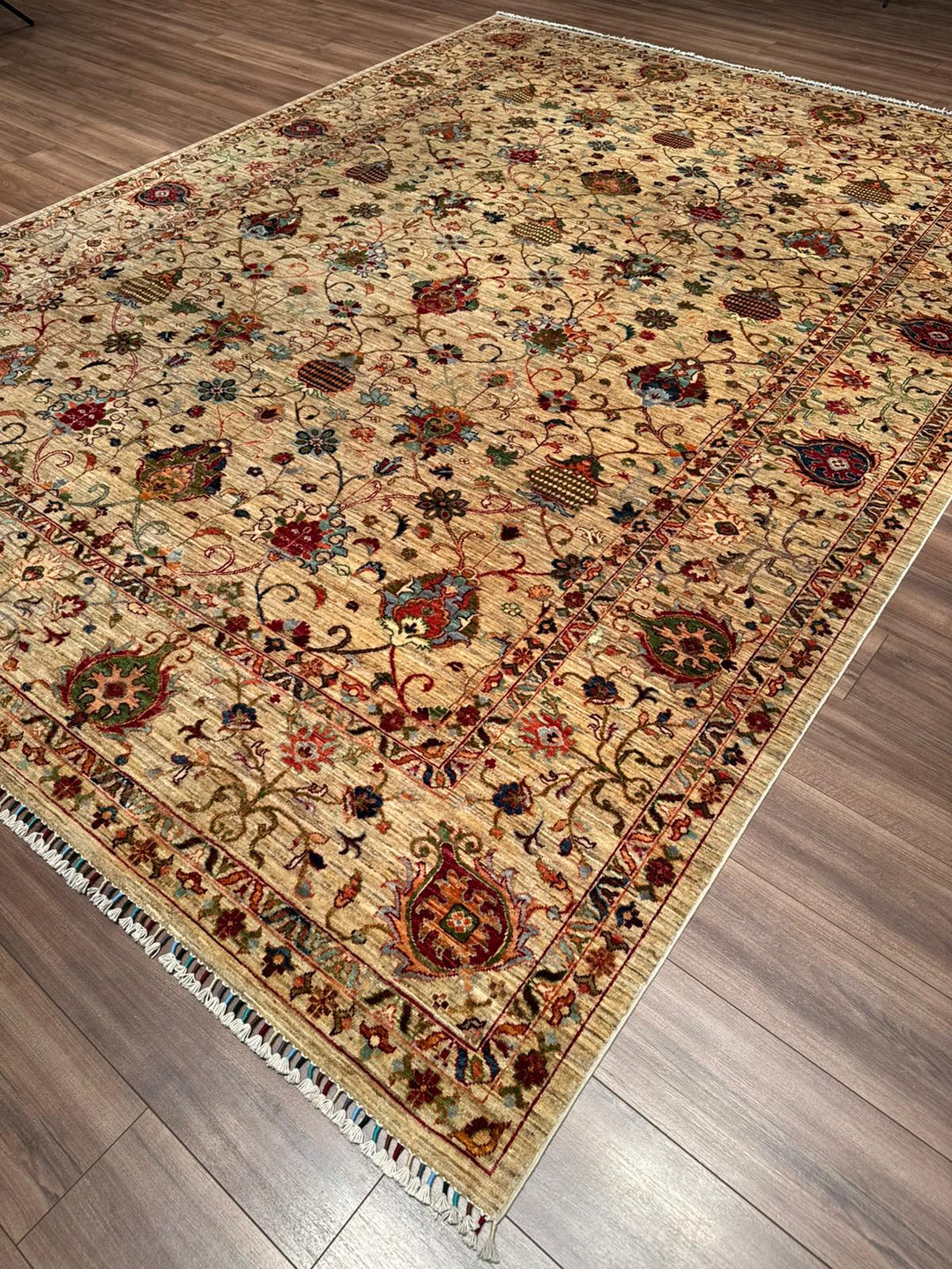Sultani Binbirgece Original Hand-Woven Beige Vegetable Dyed Wool Carpet 271x367 9.95 Square Meters - 9x12 ft