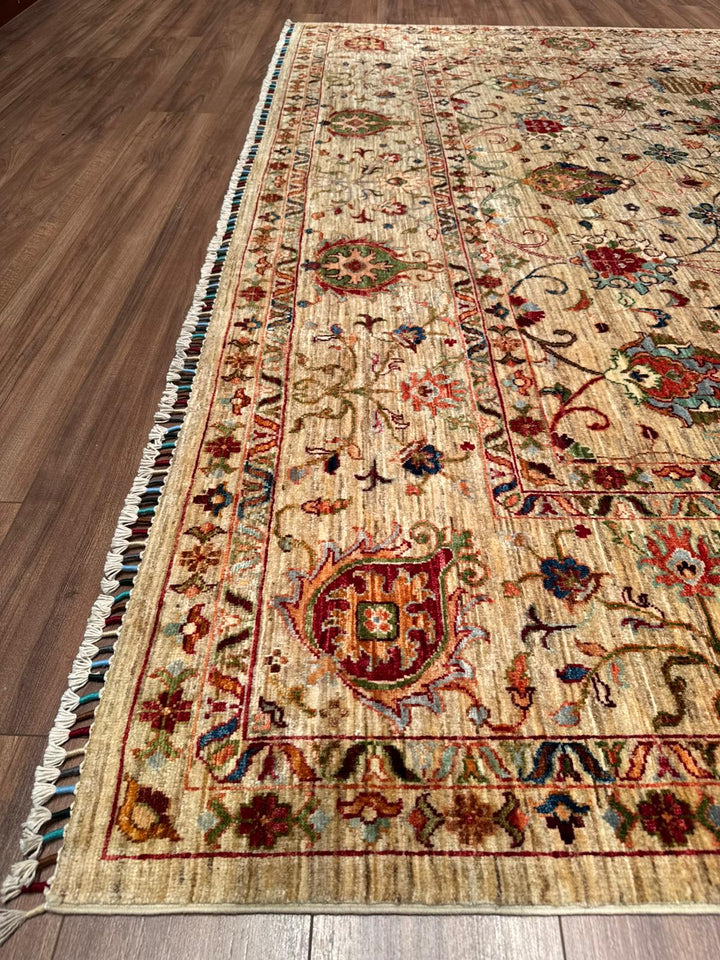 Sultani Binbirgece Original Hand-Woven Beige Vegetable Dyed Wool Carpet 271x367 9.95 Square Meters - 9x12 ft